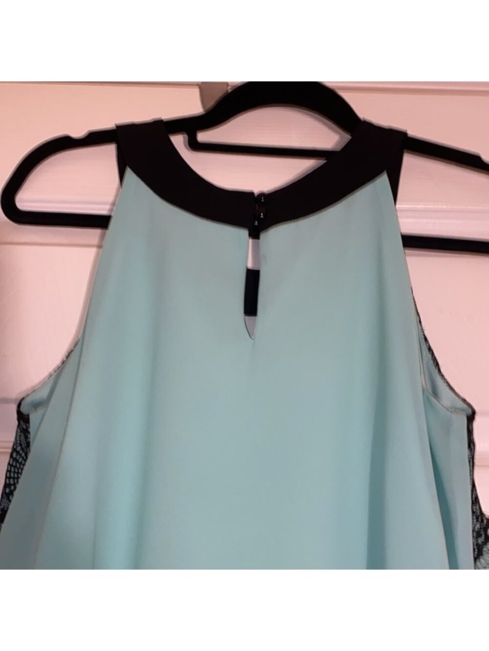 A.Byer sleeveless gathered bottom lace trim around  Beautiful Pale Green SZ S - Picture 6 of 8